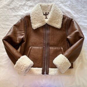 Abercrombie Shearling Sherpa Leather Trucker Jacket